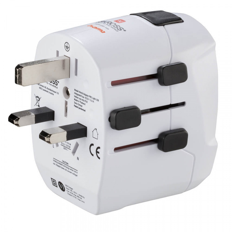 HAMA World Travel Adapter Pro Light USB 3-pin