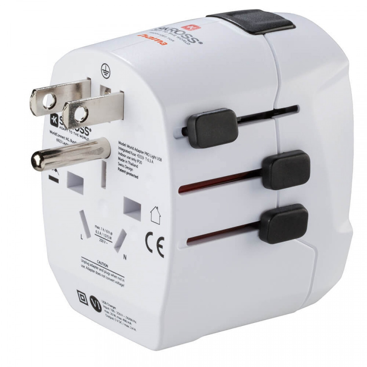 HAMA World Travel Adapter Pro Light USB 3-pin