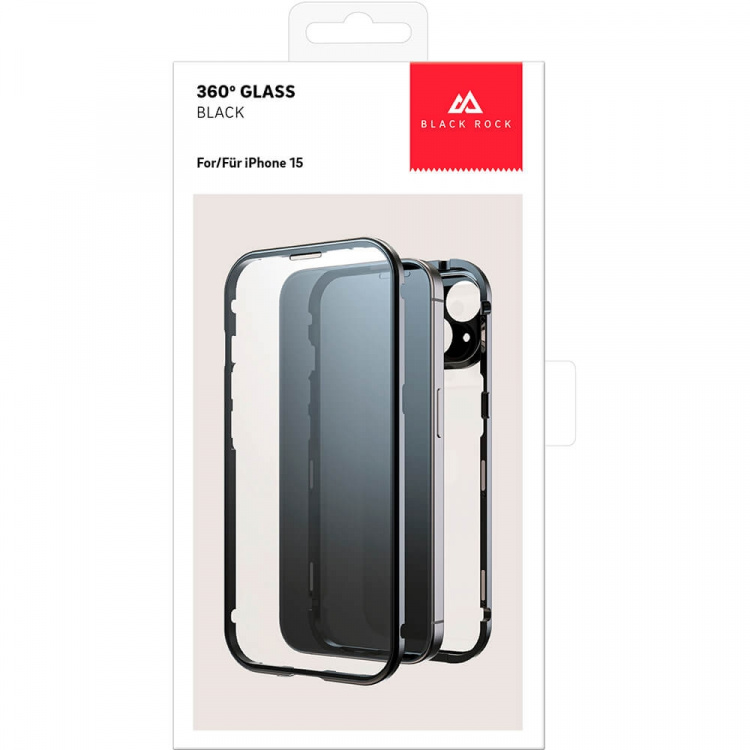BLACK ROCK 360° Glass Cover iPhone 15 Transp/Black BLACK ROCK 360° Glass Cover iPhone 15 Transp/Black