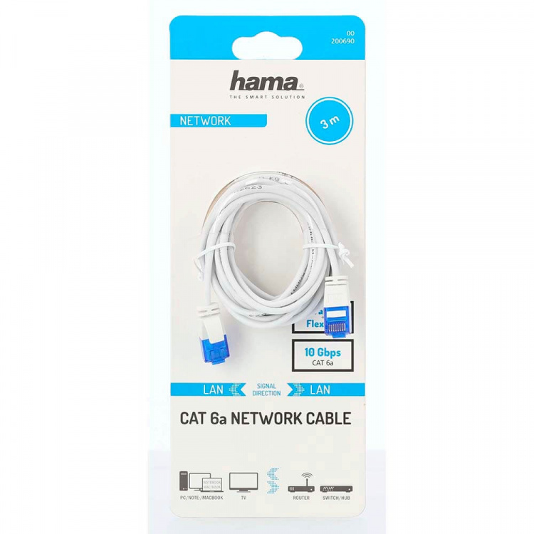 Hama Cable Network CAT6a Slim U/UTP 3.0m White