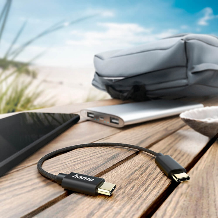 HAMA Charging Cable USB-C to USB-C 0.2m Black