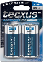 tecxus LR20/D (Mono) batteri, 2 st. blister alkaliskt manganbatteri, 1,5 V tecxus LR20/D (Mono) batteri, 2 st. blister alkaliskt manganbatteri, 1,5 V