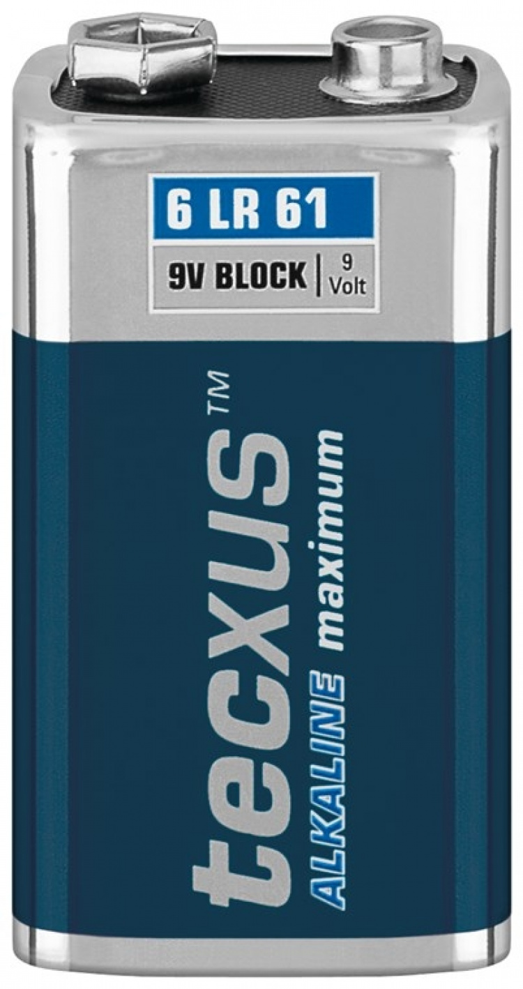 tecxus 6LR61/6LP3146/9 V Block batteri, 1 st. blister alkaliskt manganbatteri, 9 V