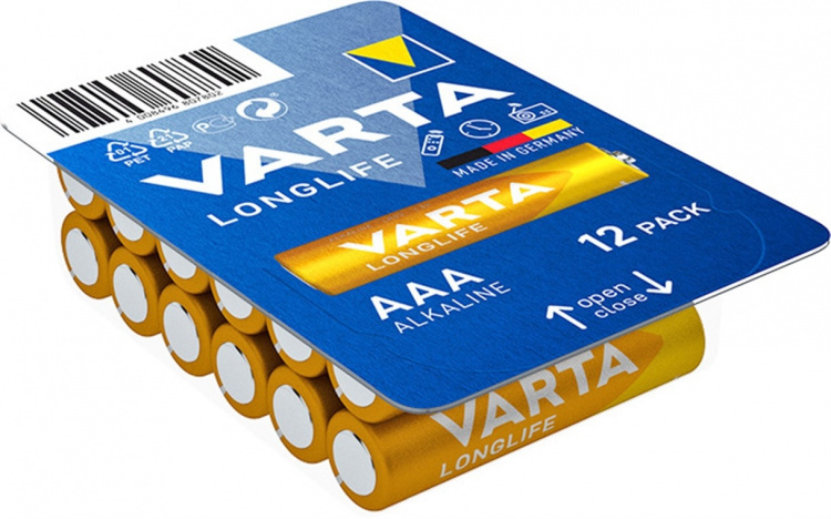 Varta LR03/AAA (Micro) (4103) batteri, 12 st. box alkaliskt manganbatteri, 1,5 V