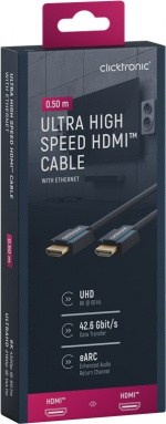 ClickTronic HDMI™-kabel med ultrahög hastighet Premiumkabel | 1x HDMI™-kontakt 1x HDMI™-kontakt | 0,5 m | UHD 8K @ 60 Hz
