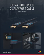 ClickTronic DisplayPort™-kabel Premiumkabel | 1x DisplayPort™-kontakt 1x DisplayPort™-kontakt | 1,0 m | UHD 8K @ 60 Hz