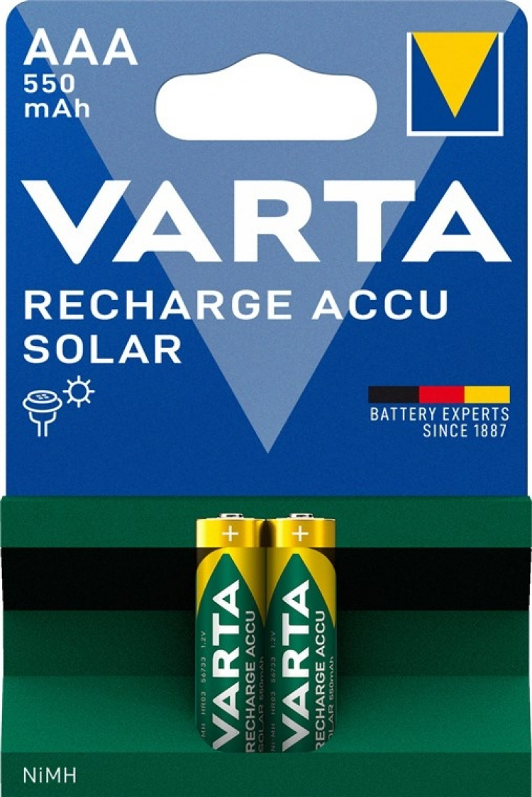 Varta AAA (Micro)/HR03 (56733) laddningsbart batteri - 550 mAh, 2 st. blister Nickel-metallhydrid batteri (NiMH), 1,2 V