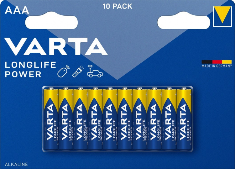 Varta LR03/AAA (Micro) (4903) batteri, 10 st. blister alkaliskt manganbatteri, 1,5 V