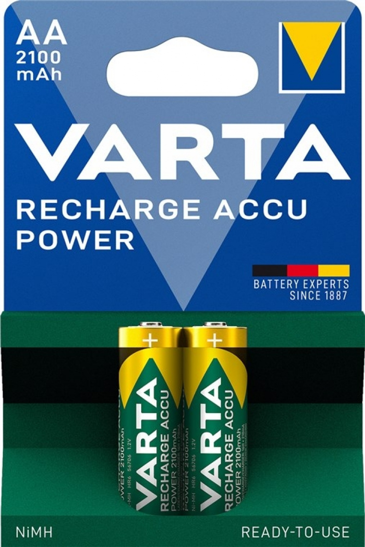 Varta AA (Mignon)/HR6 (56706) laddningsbart batteri - 2100 mAh, 2 st. blister Låg självurladdning NiMH-batteri (Ready-to-Use), 1,2 V