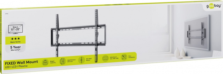 Goobay TV-väggfäste Basic FIXED (L) för TV-apparater från 37 till 70 tum (94-178 cm) upp till 35 kg Goobay TV-väggfäste Basic FIXED (L) för TV-apparater från 37 till 70 tum (94-178 cm) upp till 35 kg