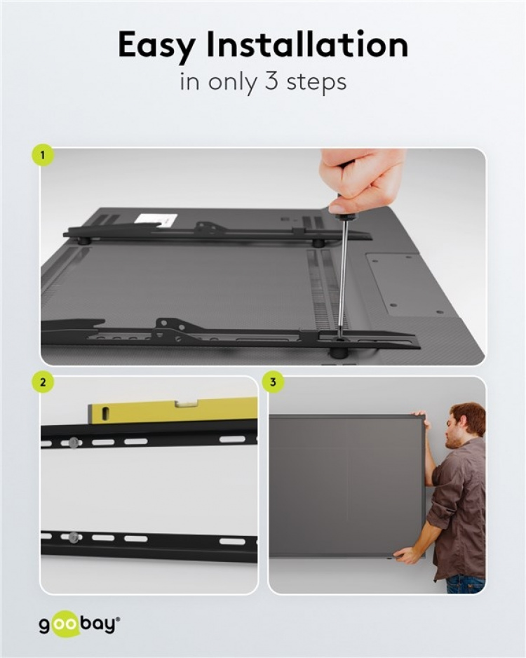 Goobay TV-väggfäste Basic FIXED (L) för TV-apparater från 37 till 70 tum (94-178 cm) upp till 35 kg Goobay TV-väggfäste Basic FIXED (L) för TV-apparater från 37 till 70 tum (94-178 cm) upp till 35 kg