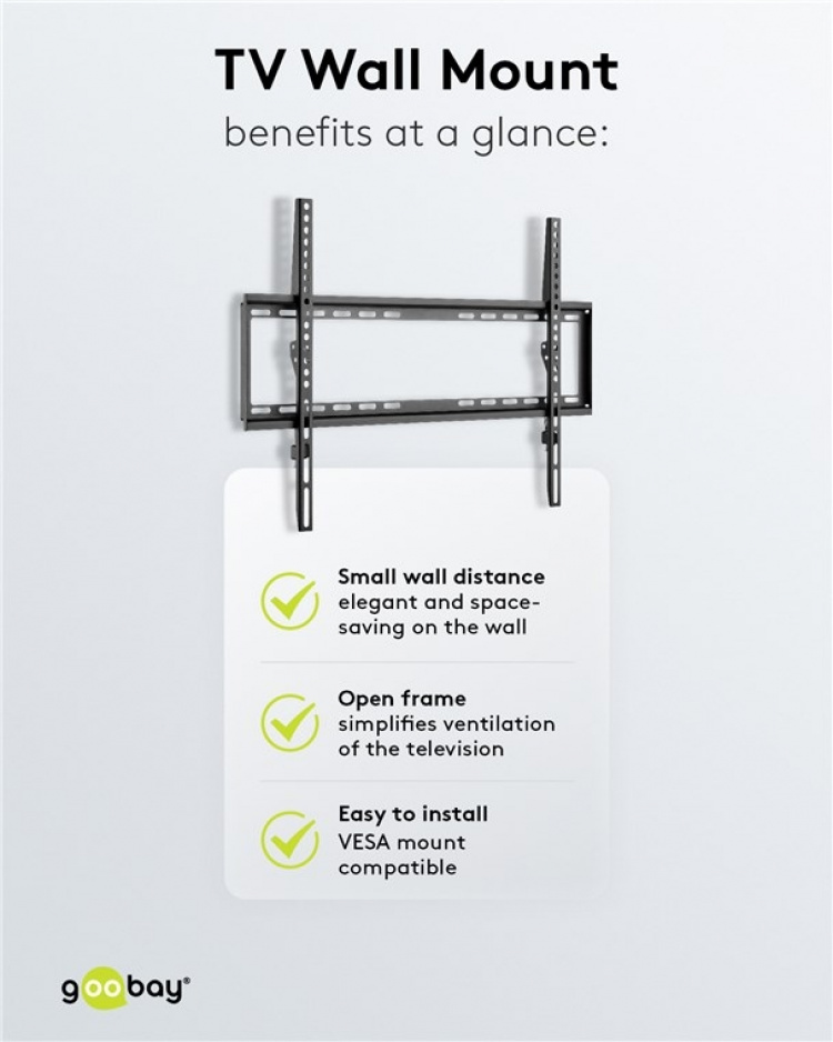 Goobay TV-väggfäste Basic FIXED (L) för TV-apparater från 37 till 70 tum (94-178 cm) upp till 35 kg Goobay TV-väggfäste Basic FIXED (L) för TV-apparater från 37 till 70 tum (94-178 cm) upp till 35 kg