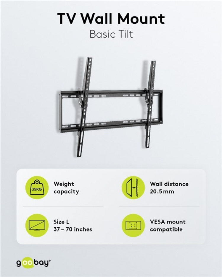 Goobay TV-väggfäste Basic TILT (L) för TV-apparater från 37 till 70 tum (94-178 cm), lutbar upp till 35 kg Goobay TV-väggfäste Basic TILT (L) för TV-apparater från 37 till 70 tum (94-178 cm), lutbar upp till 35 kg