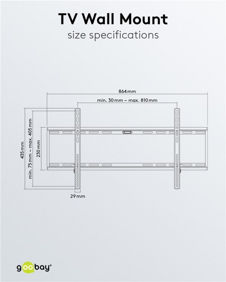 Goobay TV-väggfäste Basic FIXED (XL) för TV-apparater från 43 till 100 tum (109-254 cm) upp till 75 kg