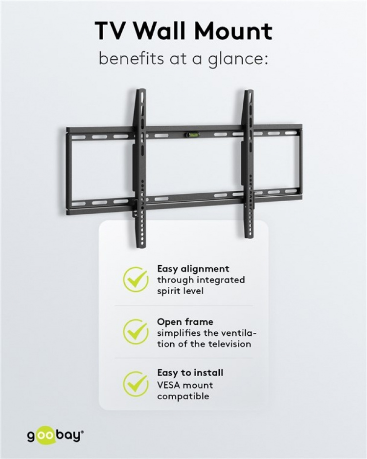 Goobay TV-väggfäste Basic FIXED (XL) för TV-apparater från 43 till 100 tum (109-254 cm) upp till 75 kg