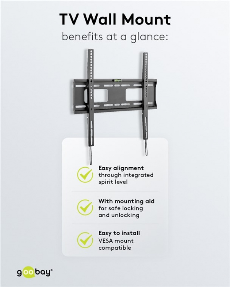 Goobay TV-väggfäste Pro FIXED (M) för TV-apparater från 32 till 55 tum (81-140 cm) (upp till 50 kg)