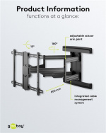 Goobay TV-väggfäste Pro FULLMOTION (L) wide Range för TV-apparater från 37 till 70 tum (94-178 cm), helt mobil (svängbar och lutande) upp till 70 kg
