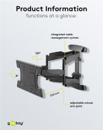 Goobay TV-väggfäste OLED FULLMOTION (L) speciellt för OLED-TV-apparater från 37 till 70 tum (94-178 cm), helt rörliga (vridbart och lutat) upp till 30 kg