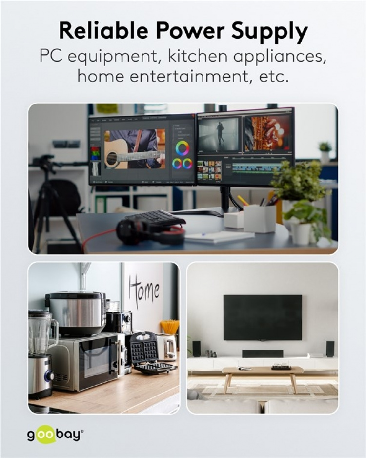 Goobay Grenuttag, 6 uttag, 3 m, vit 6x säkerhetsuttag Goobay Grenuttag, 6 uttag, 3 m, vit 6x säkerhetsuttag