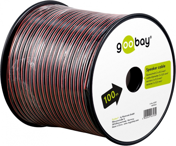 Goobay Högtalarkabel CCA 100 m rulle, tvärsnitt 2 x 0,50 mm² Goobay Högtalarkabel CCA 100 m rulle, tvärsnitt 2 x 0,50 mm²