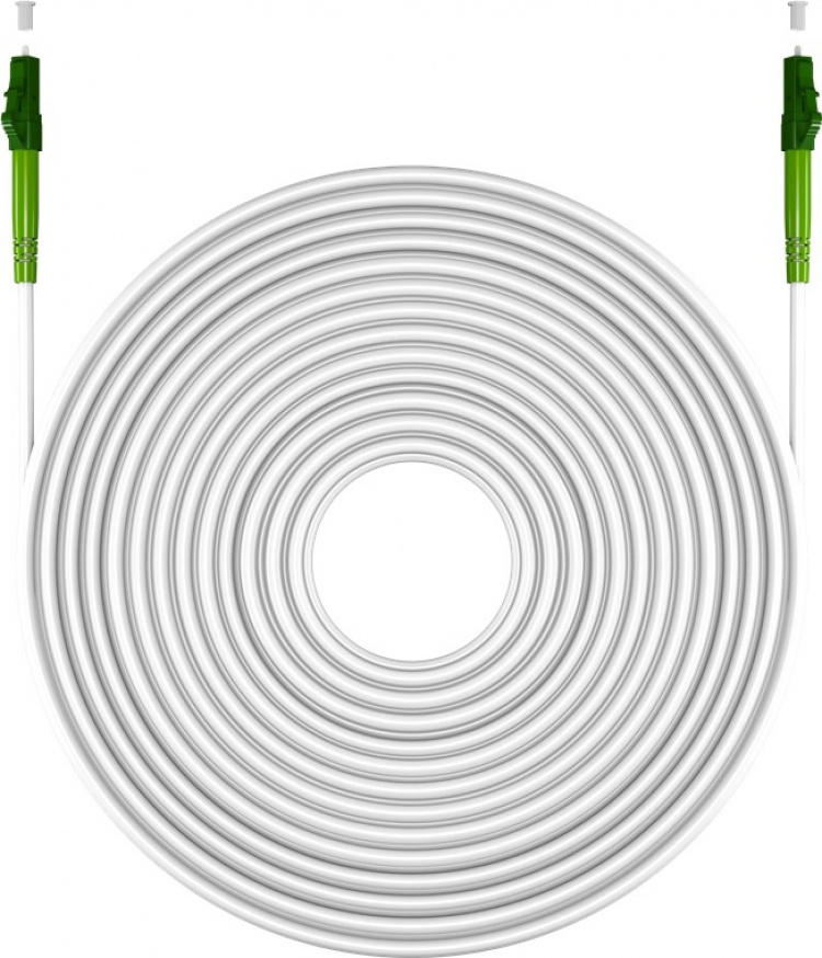Goobay Fiberoptisk kabel (FTTH), Singlemode (OS2) White, vit (Simplex), 10 m plugg LC-APC (8°) > plugg LC-APC (8°), halogenfri kabelhölje (LSZH)