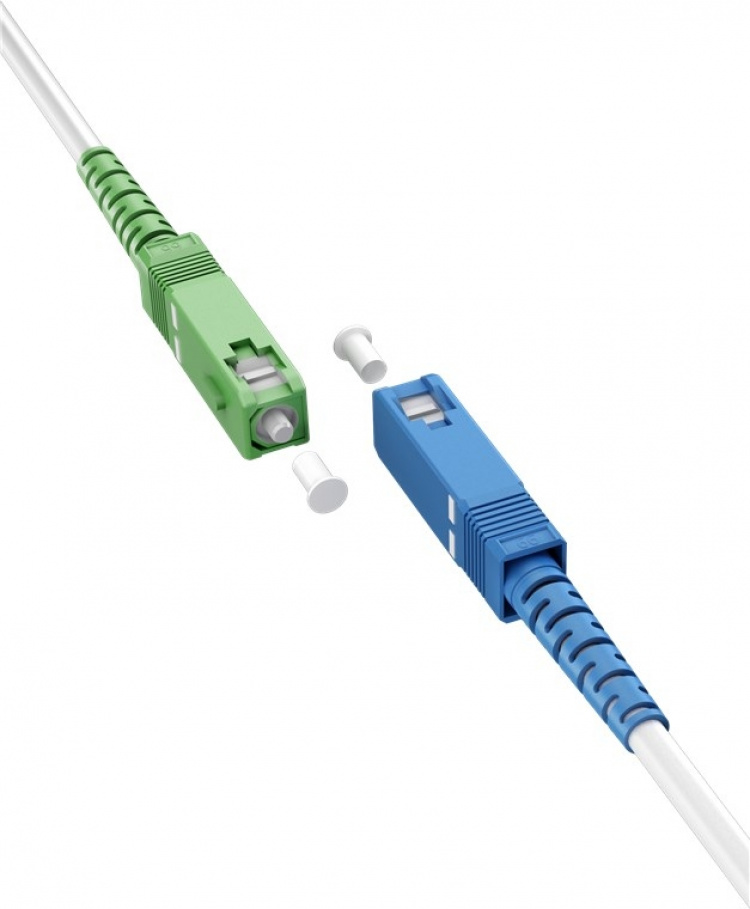 Goobay Fiberoptisk kabel (FTTH), Singlemode (OS2) White, vit (Simplex), 25 m plugg SC-APC (8°) > SC plugg (UPC), halogenfri kabelhölje (LSZH) Goobay Fiberoptisk kabel (FTTH), Singlemode (OS2) White, vit (Simplex), 25 m plugg SC-APC (8°) > SC plugg (UPC), halogenfri kabelhölje (LSZH)