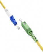 Goobay Fiberoptisk kabel (FTTH), Singlemode (OS2) Yellow, gul (Simplex), 20 m plugg SC-APC (8°) > LC plugg (UPC), halogenfri kabelhölje (LSZH)