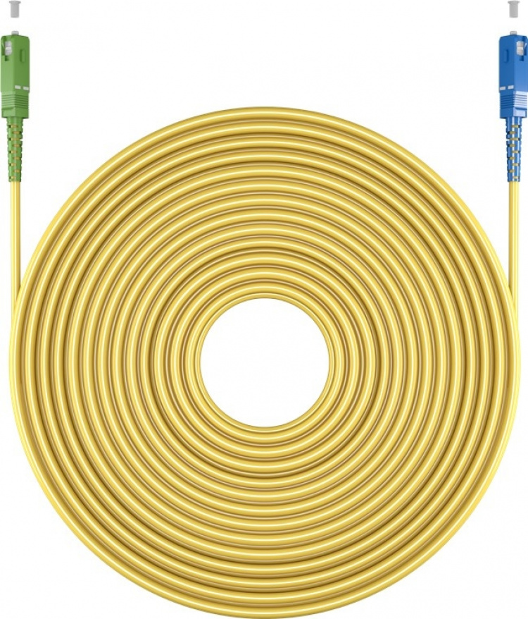 Goobay Fiberoptisk kabel (FTTH), Singlemode (OS2) Yellow, gul (Simplex), 2 m plugg SC-APC (8°) > SC plugg (UPC), halogenfri kabelhölje (LSZH)
