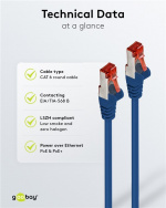Goobay Patchkabel CAT 6, S/FTP (PiMF), blå, 50 m kopparledare (CU), halogenfri kabelhölje (LSZH) Goobay Patchkabel CAT 6, S/FTP (PiMF), blå, 50 m kopparledare (CU), halogenfri kabelhölje (LSZH)