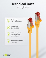 Goobay Patchkabel CAT 6, S/FTP (PiMF), gul, 5 m kopparledare (CU), halogenfri kabelhölje (LSZH) Goobay Patchkabel CAT 6, S/FTP (PiMF), gul, 5 m kopparledare (CU), halogenfri kabelhölje (LSZH)