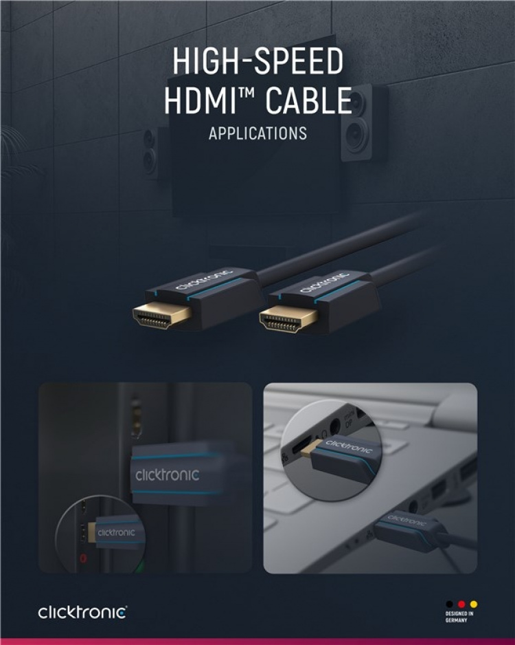 ClickTronic Höghastighets HDMI™-kabel Premiumkabel | 1x HDMI™-kontakt 1x HDMI™-kontakt | 15,0 m | UHD 4K @ 30 Hz ClickTronic Höghastighets HDMI™-kabel Premiumkabel | 1x HDMI™-kontakt 1x HDMI™-kontakt | 15,0 m | UHD 4K @ 30 Hz