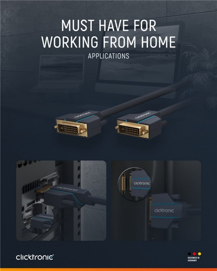 ClickTronic DVI-kabel Premiumkabel | 1x DVI-kontakt 1x DVI-kontakt | 7,5 m | WQXGA @ 60 Hz