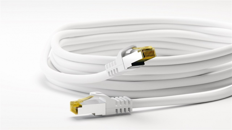 Goobay RJ45 patchkabel S/FTP (PiMF), 500 MHz, med CAT 7 råkabel, vit, 5 m LSZH halogenfri kabelhölje, koppar, RJ45-kontakt (CAT 6A) Goobay RJ45 patchkabel S/FTP (PiMF), 500 MHz, med CAT 7 råkabel, vit, 5 m LSZH halogenfri kabelhölje, koppar, RJ45-kontakt (CAT 6A)