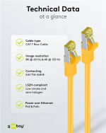 Goobay RJ45 patchkabel S/FTP (PiMF), 500 MHz, med CAT 7 råkabel, gul, 25 m LSZH halogenfri kabelhölje, koppar, RJ45-kontakt (CAT 6A)