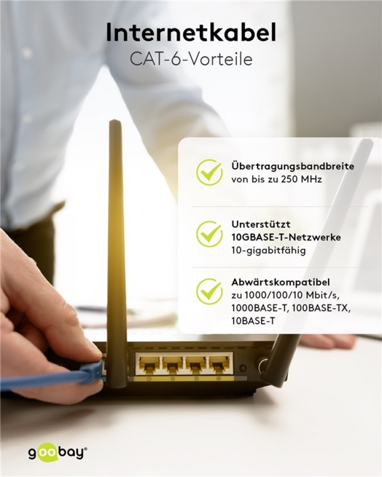 Goobay Patchkabel CAT 6, S/FTP (PiMF), magenta, 0,25 m kopparledare (CU), halogenfri kabelhölje (LSZH)