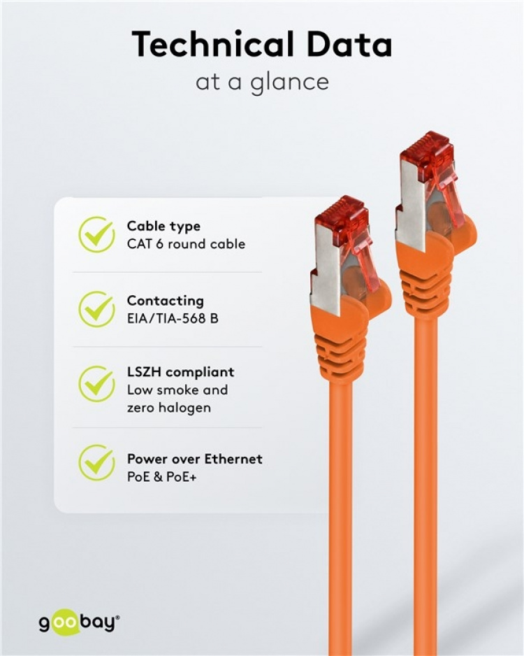 Goobay Patchkabel CAT 6, S/FTP (PiMF), orange, 15 m kopparledare (CU), halogenfri kabelhölje (LSZH) Goobay Patchkabel CAT 6, S/FTP (PiMF), orange, 15 m kopparledare (CU), halogenfri kabelhölje (LSZH)