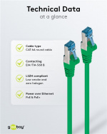 Goobay Patchkabel CAT 6A, S/FTP (PiMF), grön, 3 m opparledare (CU), halogenfri kabelhölje (LSZH)