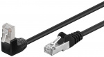 Goobay Patchkabel CAT 5e, 1x 90° vinklad, F/UTP, svart, 0,5 m kopparklädd aluminiumtråd (CCA), 1x RJ45-plugg 90 ° (8P8C)