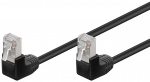 Goobay Patchkabel CAT 5e, 2x 90° vinklad, F/UTP, svart, 0,5 m kopparklädd aluminiumtråd (CCA), 2x RJ45-plugg 90 ° (8P8C)