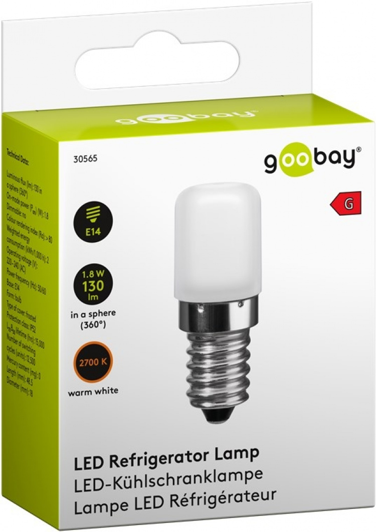 Goobay LED-kylskåpslampa, 1,8 W sockel E14, ersätter , varmvit, ej dimbar Goobay LED-kylskåpslampa, 1,8 W sockel E14, ersätter , varmvit, ej dimbar