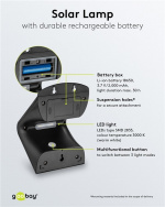 Goobay LED soldriven vägglampa med rörelsedetektor, 3.2 W belysning för husingångar, garageportar och trappor