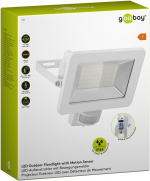 Goobay LED-strålkastare för utomhusbruk, 50 W, med rörelsedetektor med 4250 lm, neutralt vitt ljus (4000 K), PIR-sensor med ON/OFF-funktion och M16 kabelgenomföring, lämplig för utomhusbruk (IP44)
