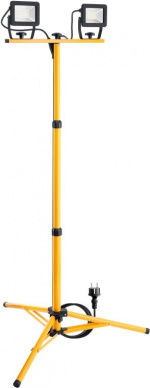 Goobay LED-konstruktionsstrålkastare med teleskopisk stativ, 2x 20 W med totalt 3400 lm och neutralt vitt ljus (4000 K), lämpligt för inomhus- och utomhusbruk (IP65)