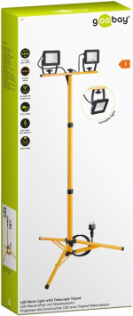 Goobay LED-konstruktionsstrålkastare med teleskopisk stativ, 2x 20 W med totalt 3400 lm och neutralt vitt ljus (4000 K), lämpligt för inomhus- och utomhusbruk (IP65)
