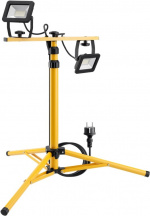 Goobay LED-konstruktionsstrålkastare med teleskopisk stativ, 2x 20 W med totalt 3400 lm och neutralt vitt ljus (4000 K), lämpligt för inomhus- och utomhusbruk (IP65)