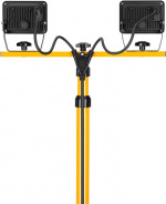 Goobay LED-konstruktionsstrålkastare med teleskopisk stativ, 2x 20 W med totalt 3400 lm och neutralt vitt ljus (4000 K), lämpligt för inomhus- och utomhusbruk (IP65)