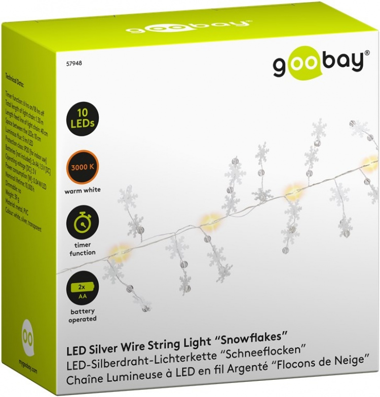 Goobay 10 LED-ljuskedja silvertråd  Goobay 10 LED-ljuskedja silvertråd