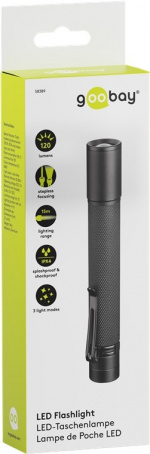 Goobay LED-ficklampa Zoom 120 idealisk för fritid, sport, camping, fiske, jakt och vägassistans