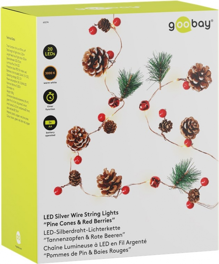 Goobay 20 LED ljusslinga med silvertråd  Goobay 20 LED ljusslinga med silvertråd