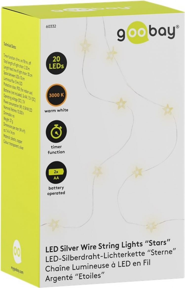 Goobay 20 LED ljusslinga med silvertråd 